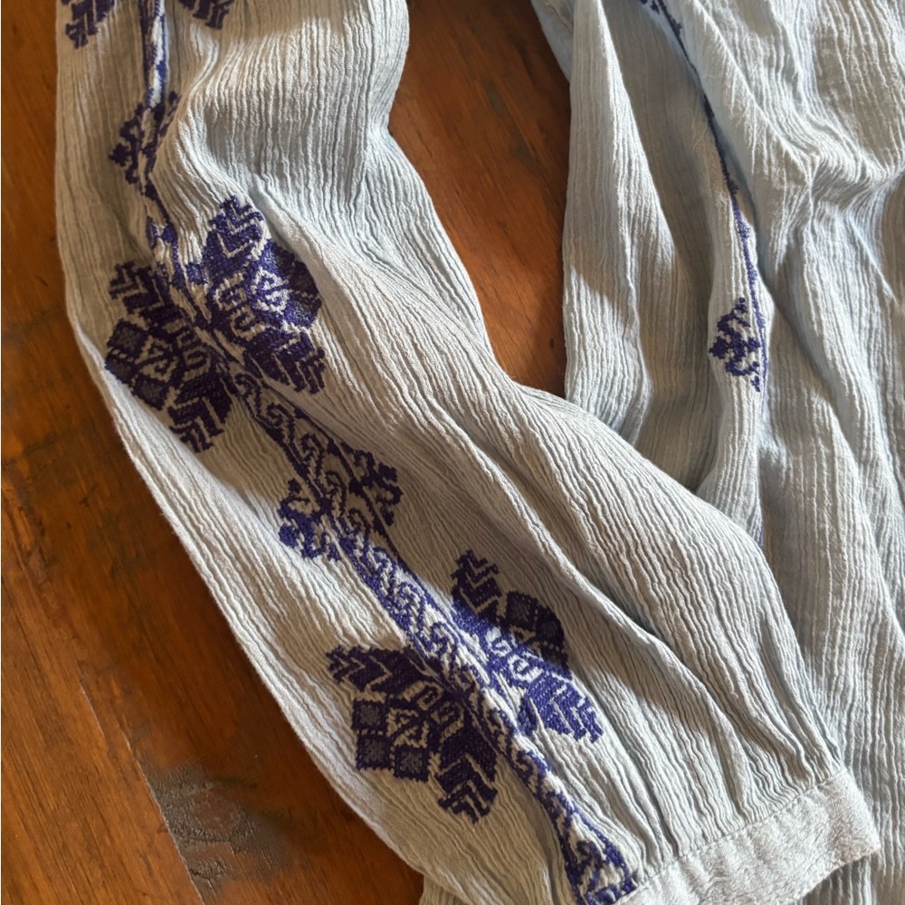 J crew gauze boho blue lightweight blouse - Picture 9 of 11